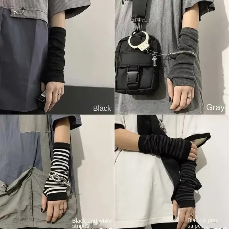 Y2K Tech Accessories - Sarung Tangan Tanpa Jari Panjang Punk