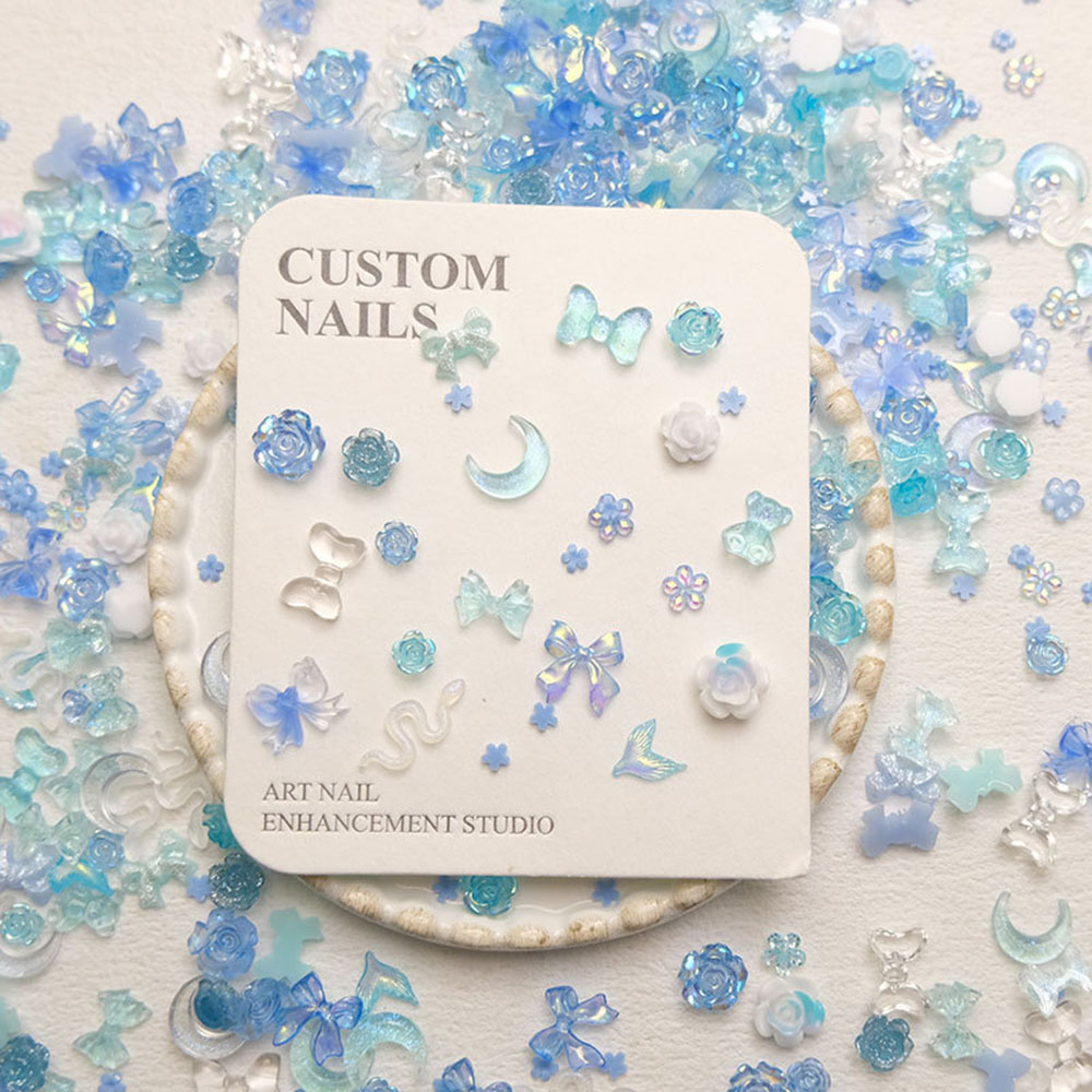 Y2K Tech Accessories - 50 buah jimat Resin kuku biru