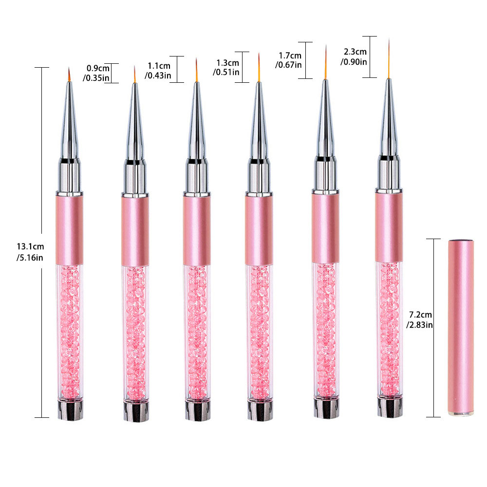 6pcs/Set Pena Lukis Garis Kuku - Nail Tech Accessories ulasan dan harga