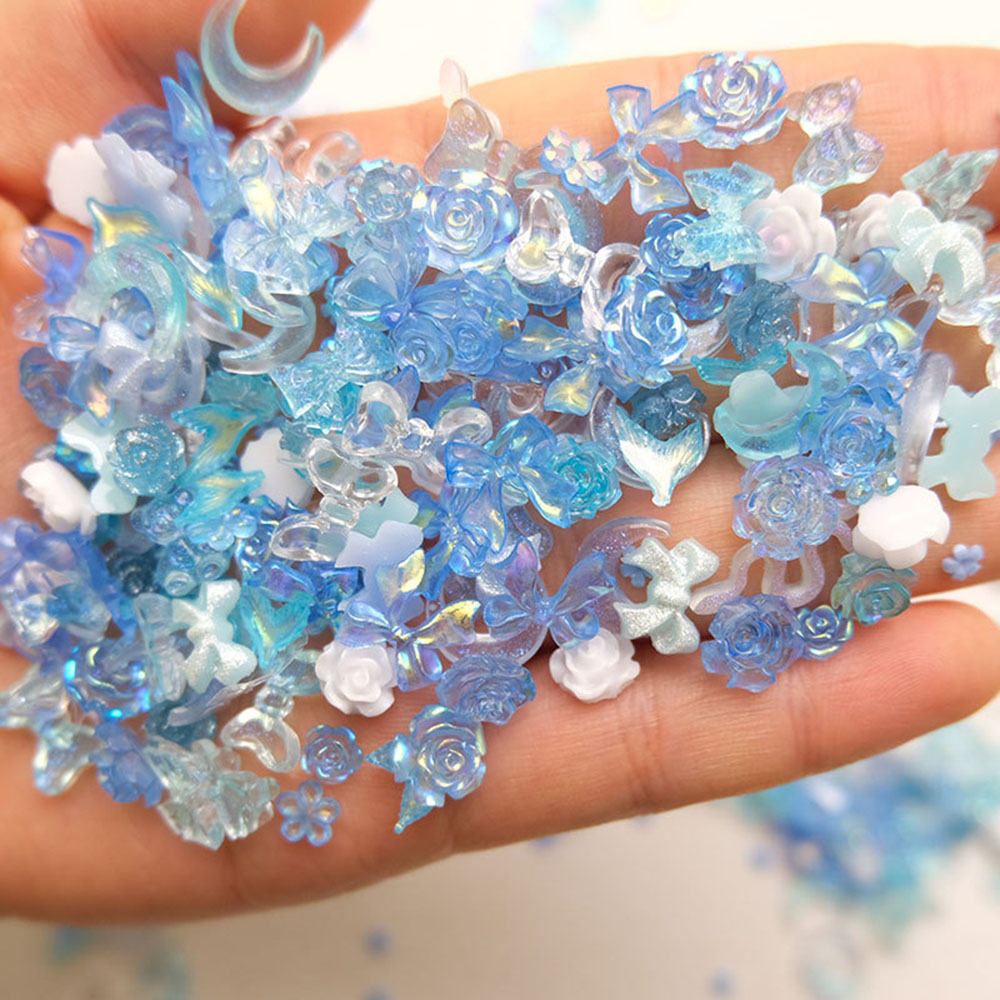 50 buah jimat Resin kuku biru  - Y2K Tech Accessories ulasan dan harga