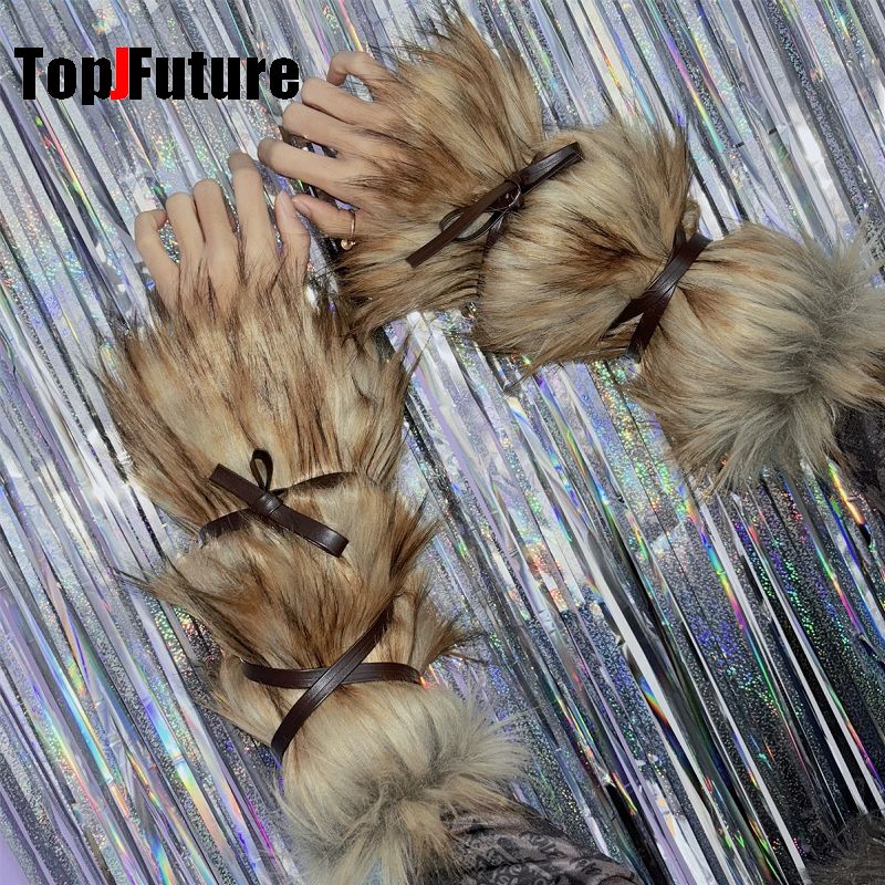 Sarung Tangan Bulu Imitasi Gay - Y2K Tech Accessories ulasan dan harga